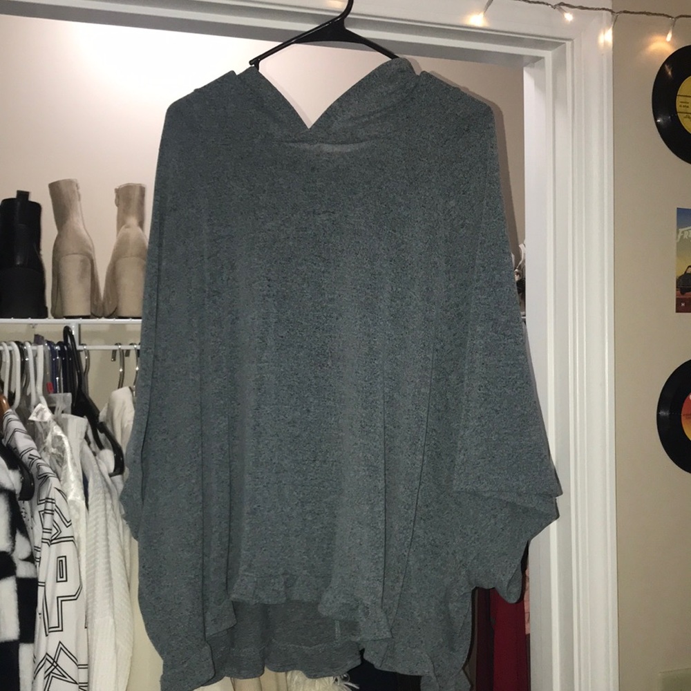 Grayish-Green Pancho Blouse